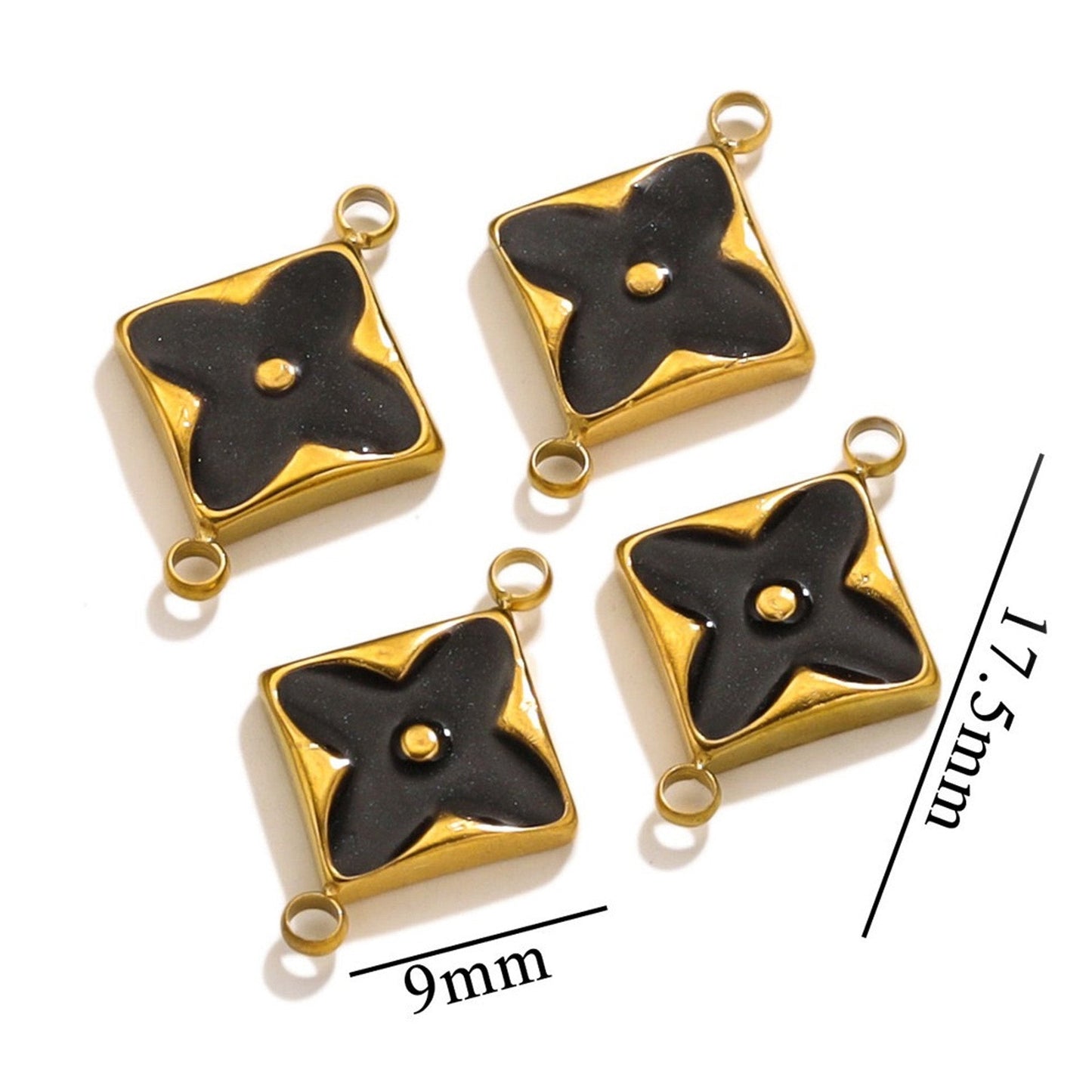 Designer Charm Monogram Connectors No Tarnish Gold 17.5mm - Per Piece