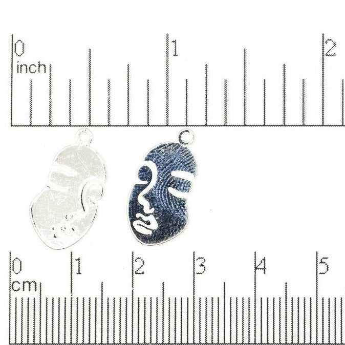 Woman's Face Charm Pendant 20mm x 10.5mm sold by the Piece - K133