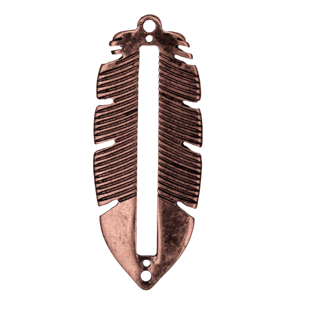 33mm x 13.5mm Centerline Seed Bead Feather Charm - Made of plated zinc - Sold individually - K154