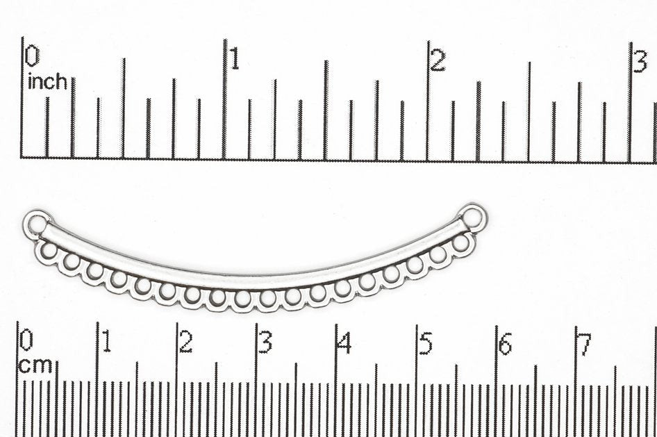 20 Hole Collar Pendant - 57.5mm Curved Bar with 2 Loops - Made of Pewter - K90 - Available in Satin Hamilton Gold & Satin Rhodium Silver