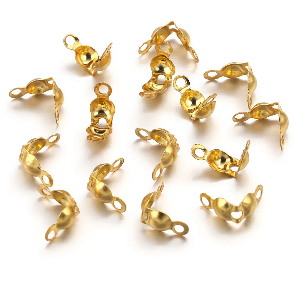 Clamshell Bead Tip End Cap 3.2mm in Non Tarnish Gold - Sold Per Piece