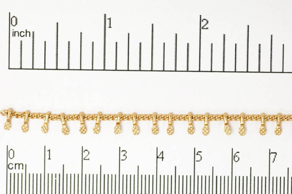 1.5mm Curb Chain with Textured Drops Specialty Chain Sold by The Foot - CH 896