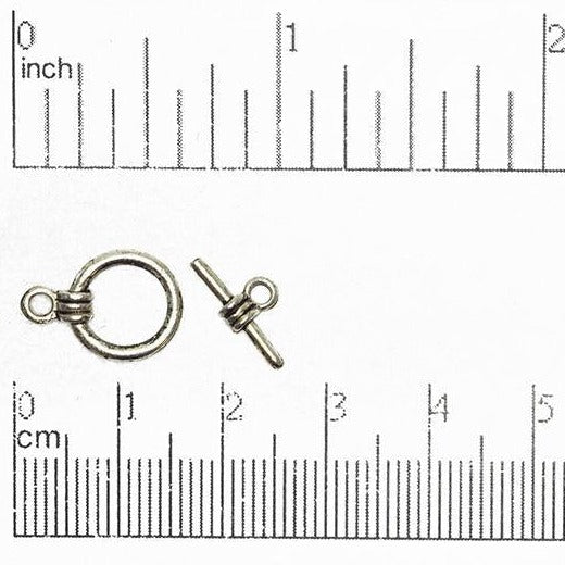 15mm x 11mm Loop, 13mm Bar Triple Cord Toggle Clasp - Antique Pewter & Gold - Sold Individually - CBS 12/4113
