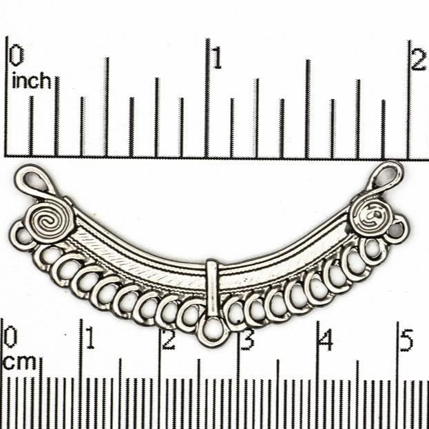 49mm Ornate Curved Collar Pendant - Made of Pewter - Satin Rhodium Silver and Satin Hamilton Gold Finishes - Sold by the Piece - K91