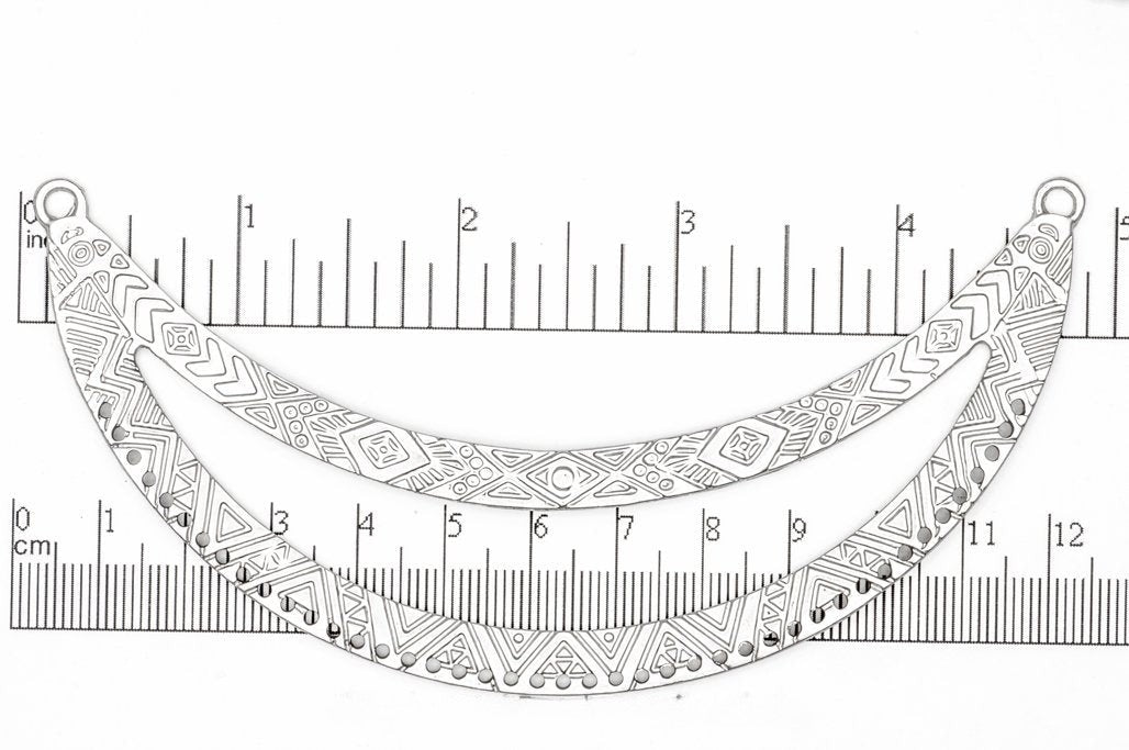 119mm Detailed Double Collar Pendant - With 43 Holes - Made of Pewter - Sold by the Piece - Multiple Finishes - K95