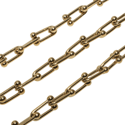 Horseshoe U Shaped Chain - 7mm Non Tarnish Waterproof Gold - Per Foot
