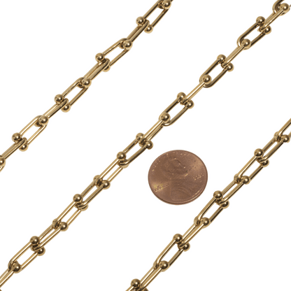Horseshoe U Shaped Chain - 7mm Non Tarnish Waterproof Gold - Per Foot
