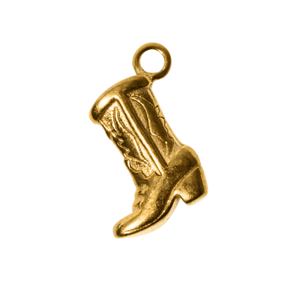 Cowboy Boot Charm Pendant - 15mm - Non Tarnish Gold - Sold Per Piece