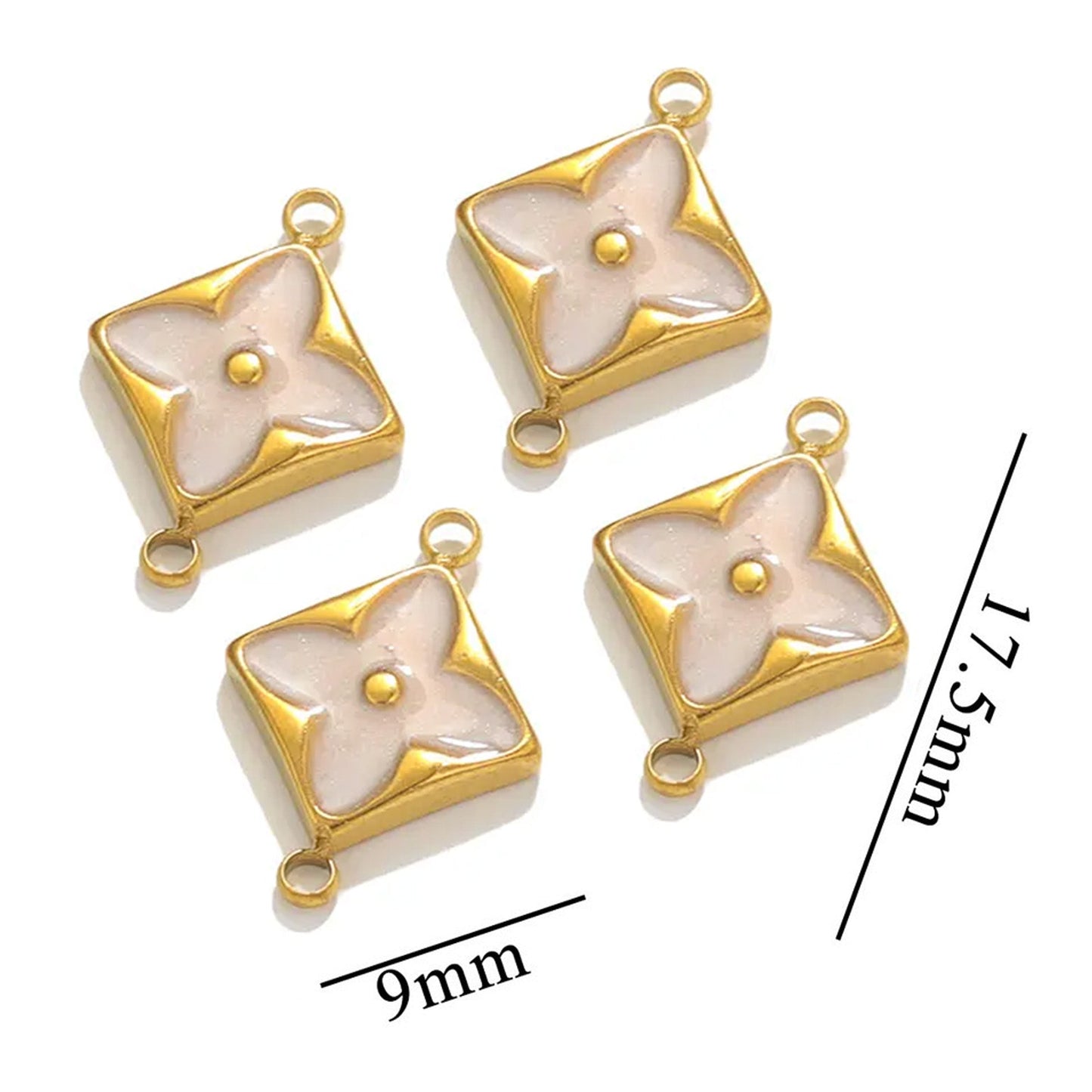 Designer Charm Monogram Connectors No Tarnish Gold 17.5mm - Per Piece
