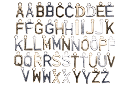8.5mm Letters of the Alphabet Charms - Available in Silver and Gold - Made of Solid Pewter - Sold Individually
