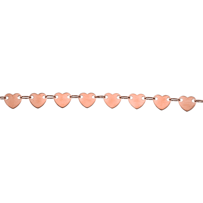 6mm x 5.5mm Flat Heart Chain - Made of Brass - Sold by the Foot