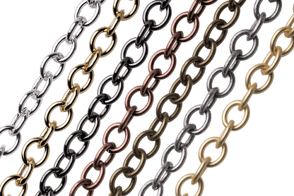 Oval Cable Chain 7mm x 5.8mm available in Multiple Colors sold by the Foot - CH 2609