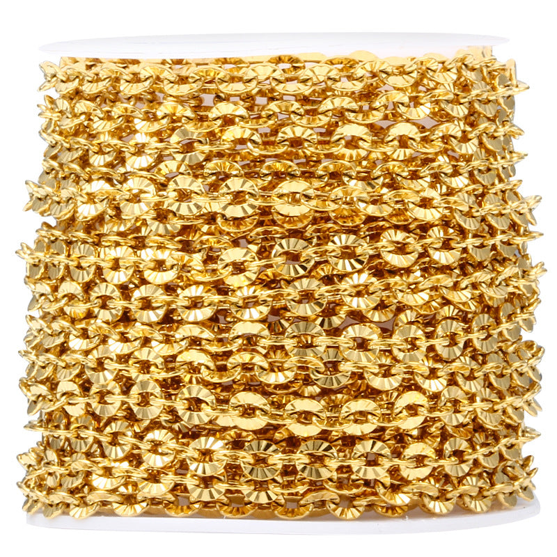 Cable Chain Round w/ Texture 3.5mm No Fade Waterproof Gold - Per Foot