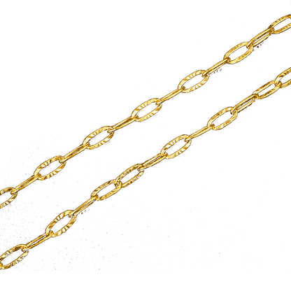 Paperclip Chain w/ Crinkle Texture No Fade Waterproof Gold - Per Foot