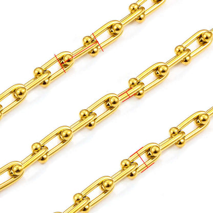 Horseshoe U Shaped Chain - 7mm Non Tarnish Waterproof Gold - Per Foot