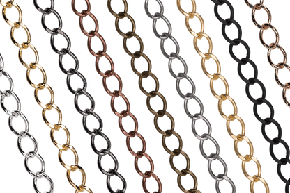 Curb Chain Size Small - Multiple Finishes Available - Measures 4mm - Sold by the Foot - CH 150