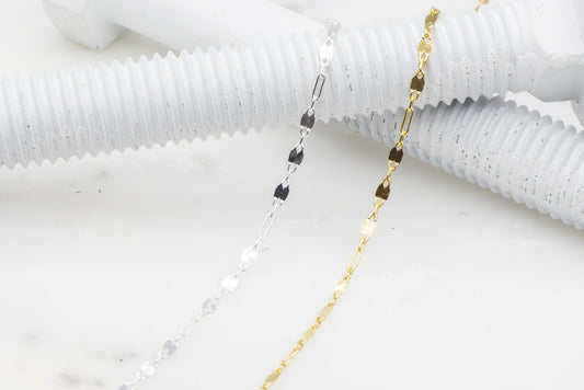 6mm Discs with 5mm Rectangle Linked Specialty Chain sold by the Foot available in Multiple Colors - CH 155