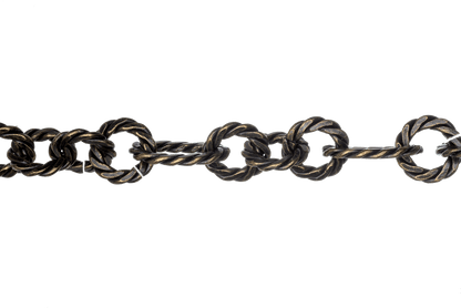 17mm x 12mm Oval, 11mm Round Rope Textured Link Chain - Made of Brass - Sold by the Foot - Ch-812