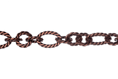 17mm x 12mm Oval, 11mm Round Rope Textured Link Chain - Made of Brass - Sold by the Foot - Ch-812