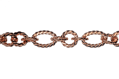 17mm x 12mm Oval, 11mm Round Rope Textured Link Chain - Made of Brass - Sold by the Foot - Ch-812