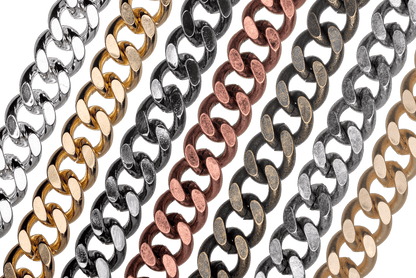 XL Cuban Link Curb Chain measures 12mm x 10mm available in Many Finishes sold by the Foot - CH 845