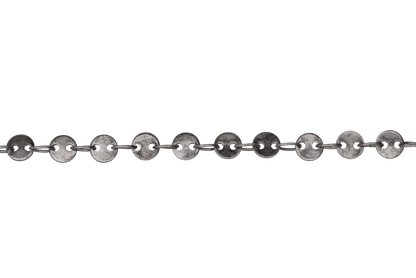 Round Disc Specialty Chain Medium Size measures 4mm available in Multiple Finishes sold by the Foot - CH 897