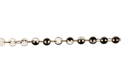 Round Disc Specialty Chain Medium Size measures 4mm available in Multiple Finishes sold by the Foot - CH 897