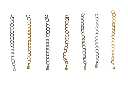 3mm Extender Curb Chain w/Pendant - Available in Multiple Colors - Sold Individually - CH-EXT2 2''