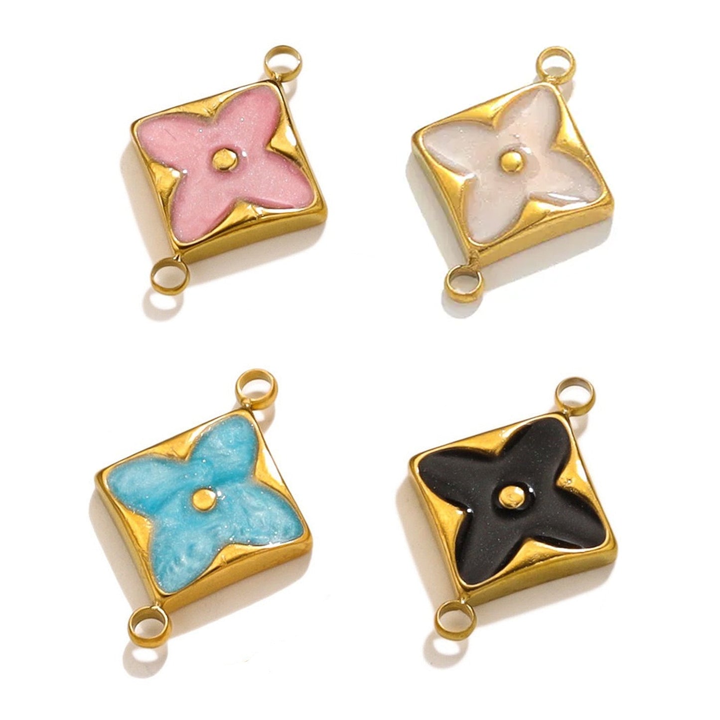 Designer Charm Monogram Connectors No Tarnish Gold 17.5mm - Per Piece