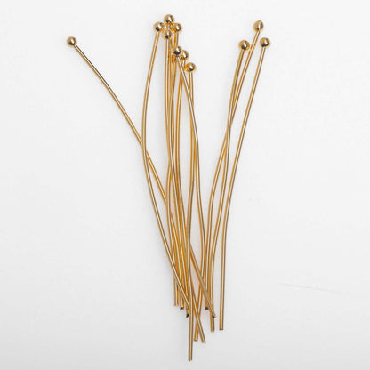 2 Inch Head Pin with 2mm Ball 20 Gauge - Hypoallergenic Brass - Multiple Finishes - Per Piece