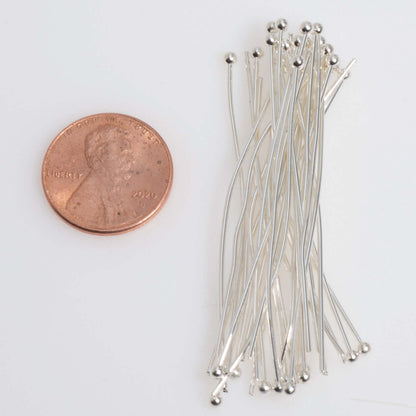 2 Inch Head Pin with 2mm Ball 20 Gauge - Hypoallergenic Brass - Multiple Finishes - Per Piece