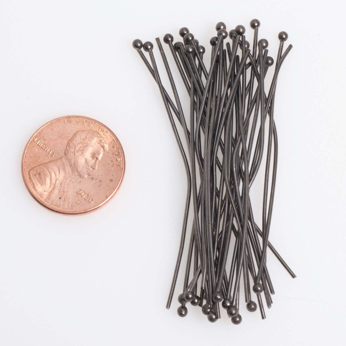2 Inch Head Pin with 2mm Ball 20 Gauge - Hypoallergenic Brass - Multiple Finishes - Per Piece