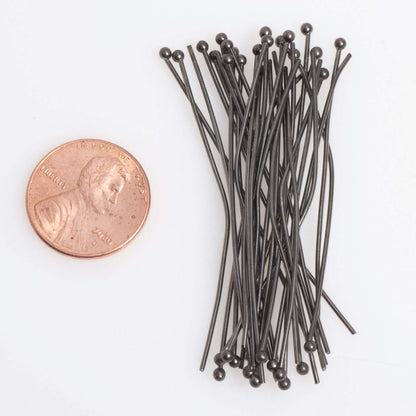 2 Inch Head Pin with 2mm Ball 20 Gauge - Hypoallergenic Brass - Multiple Finishes - Per Piece