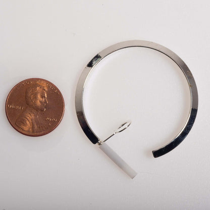 40mm Beveled Hoop Earrings w/ Earnut - Made of plated hollow brass wire - Sold individually - EW5017