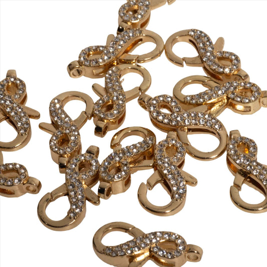 Pavé Crystal Infinity Lobster Clasp 25x11.5mm - Elegant Symbolic Closure for Jewelry, Style CL/29