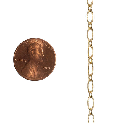 6.4mm x 3mm Textured Oval Cable Chain Sold by The Foot - CH 820