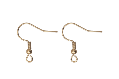 French Ear Wires for Making Earrings with Spring & Ball - Available in Waterproof Gold - Sold by the Dozen - EW1SS/G.
