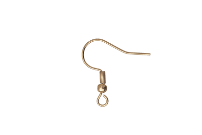 French Ear Wires for Making Earrings with Spring & Ball - Available in Waterproof Gold - Sold by the Dozen - EW1SS/G.