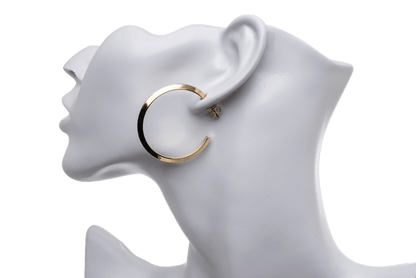 40mm Beveled Hoop Earrings w/ Earnut - Made of plated hollow brass wire - Sold individually - EW5017