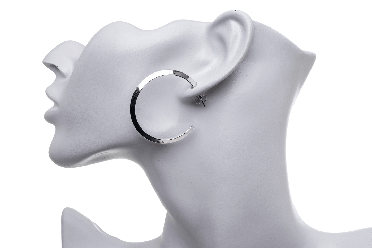 40mm Beveled Hoop Earrings w/ Earnut - Made of plated hollow brass wire - Sold individually - EW5017