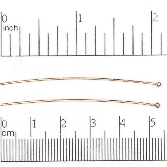 2 Inch Head Pin with 2mm Ball 20 Gauge - Hypoallergenic Brass - Multiple Finishes - Per Piece