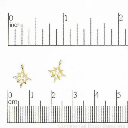 Starburst Cubic Zirconia Charm Pendant 11mm x 8.5mm sold by the Piece - K115
