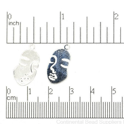 Woman's Face Charm Pendant 20mm x 10.5mm sold by the Piece - K133
