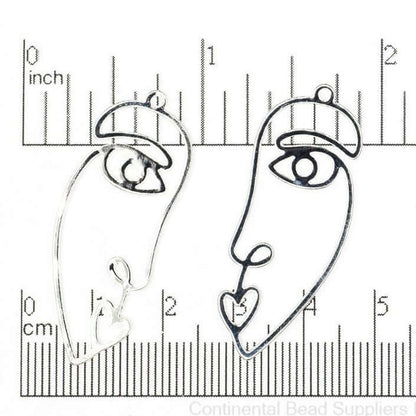 Wire Face Charm Pendant 40mm x 15mm sold by the Piece - K143