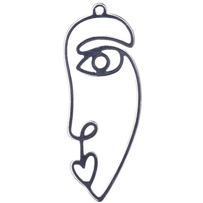 Wire Face Charm Pendant 40mm x 15mm sold by the Piece - K143