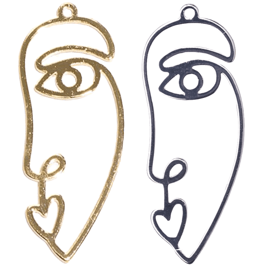 Wire Face Charm Pendant 40mm x 15mm sold by the Piece - K143