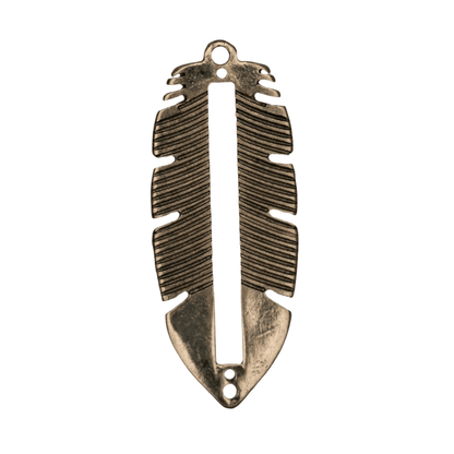 33mm x 13.5mm Centerline Seed Bead Feather Charm - Made of plated zinc - Sold individually - K154