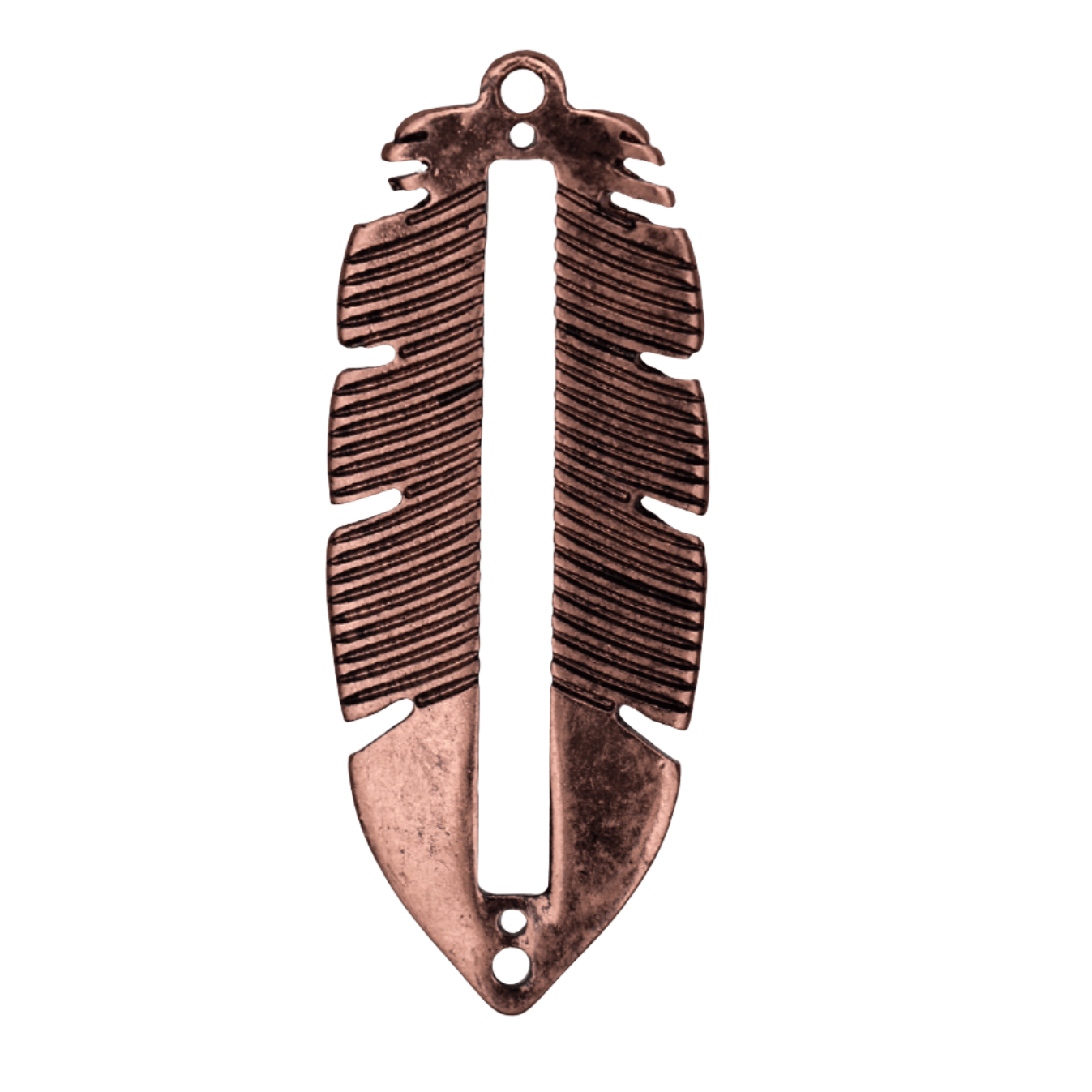 33mm x 13.5mm Centerline Seed Bead Feather Charm - Made of plated zinc - Sold individually - K154