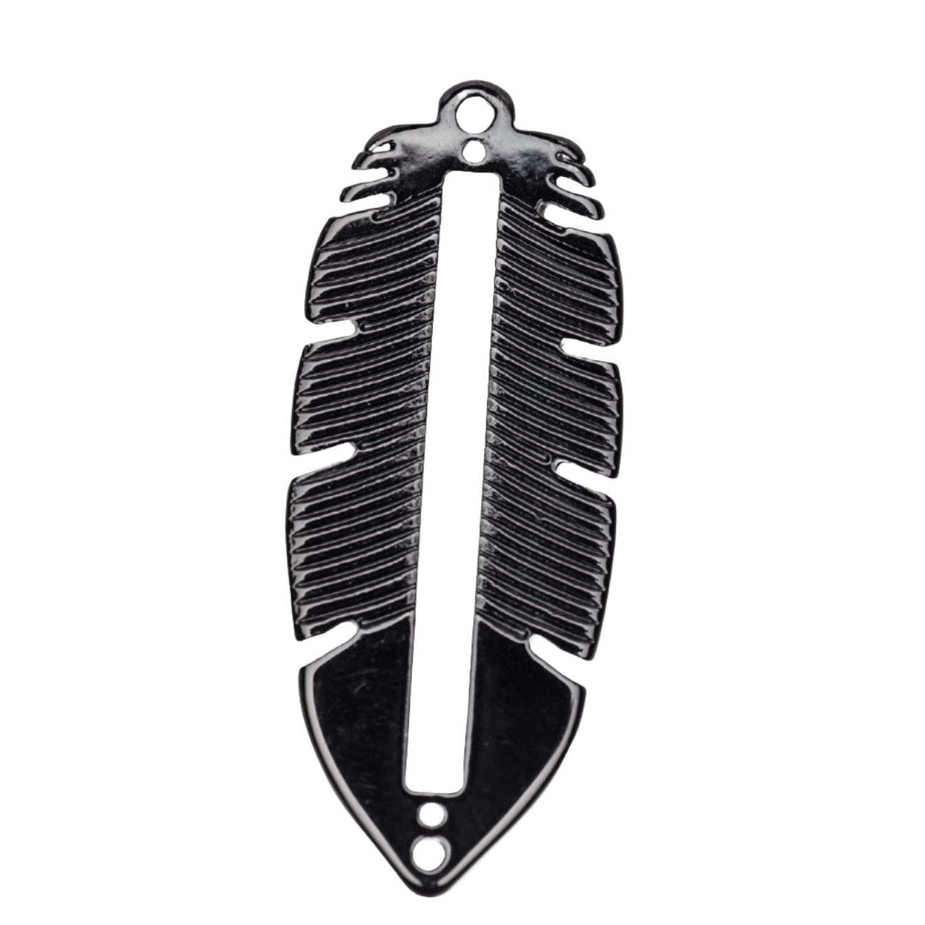 33mm x 13.5mm Centerline Seed Bead Feather Charm - Made of plated zinc - Sold individually - K154