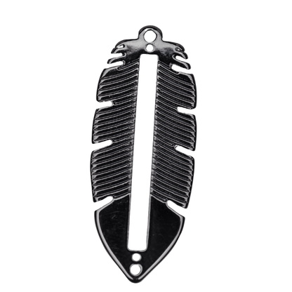 33mm x 13.5mm Centerline Seed Bead Feather Charm - Made of plated zinc - Sold individually - K154